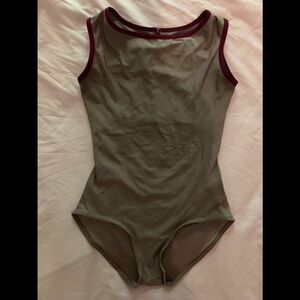 Yumiko Olive and Burgundy Leotard